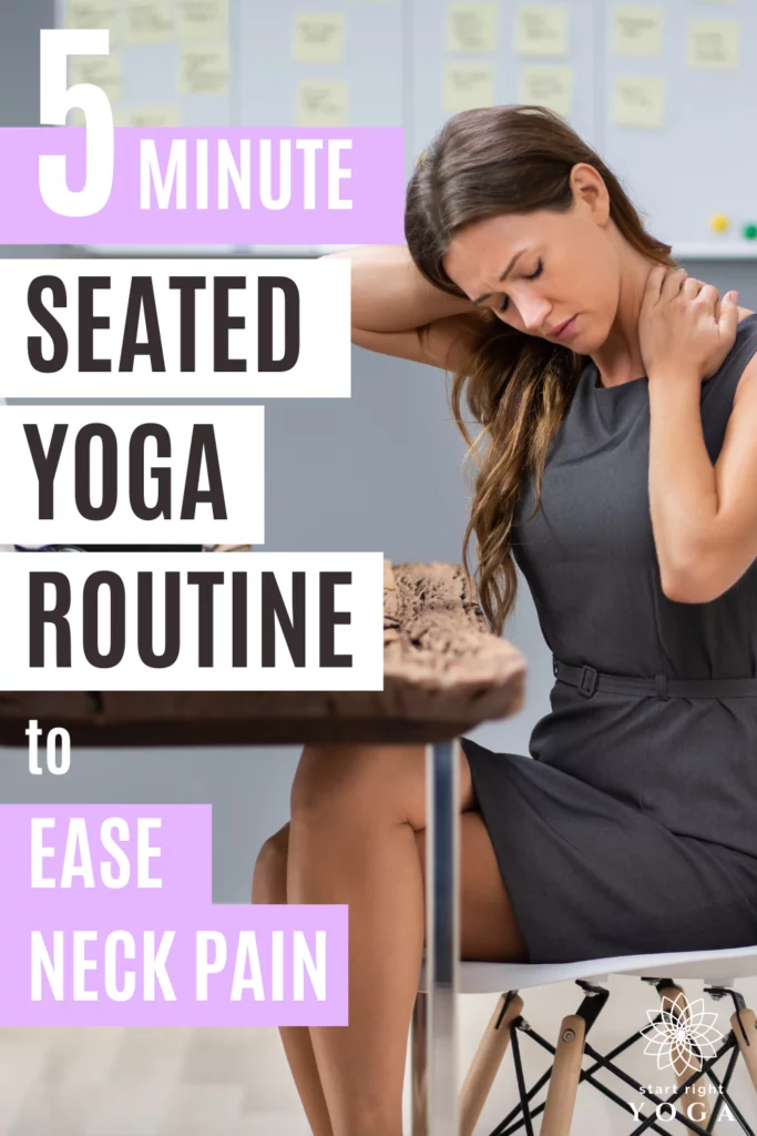 Do this 5-minute seated yoga routine to help ease shoulder and neck pain. Yoga poses to help neck pain.  